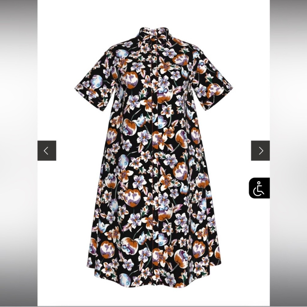 TUCKER NYC Sarah Shirtdress in Black Georgia Blossoms in Black M - Picture 2 of 10